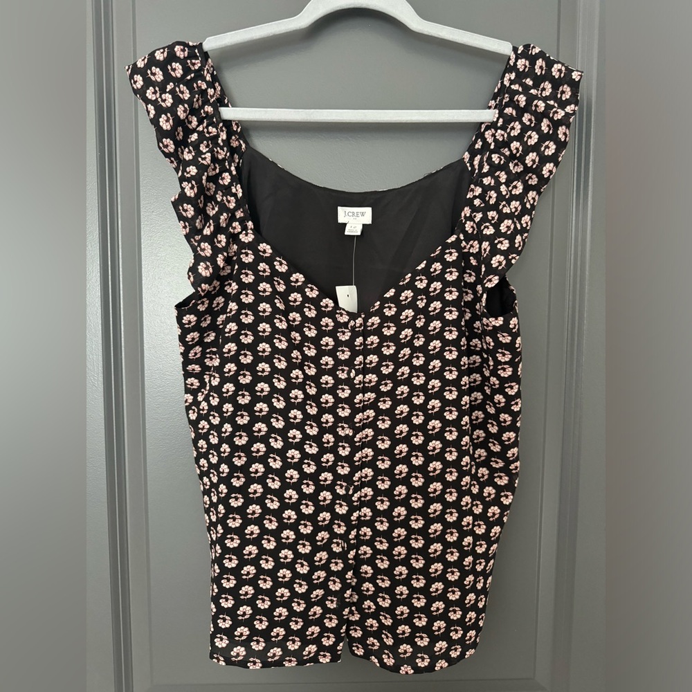 NWT J.Crew Floral Ruffle Sleeve Button-Up Tank Size: 12
